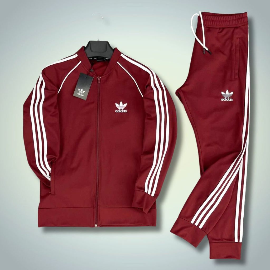 Trening Adidas Classics Adicolor pentru bărbați, visiniu. Calitate premium