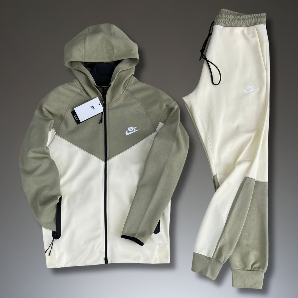 Trening pentru bărbați Nike Tech Fleece, verde măsline și bej. Model 2023. Calitate premium