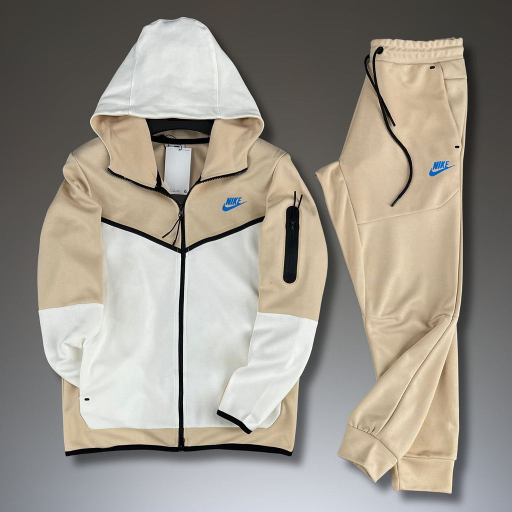 Trening Nike Tech Fleece pentru bărbați, bej și alb. Calitate premium