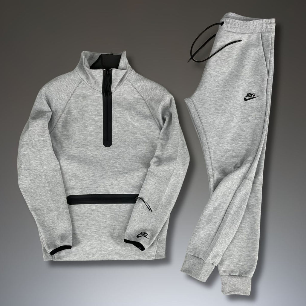Trening Nike Tech Fleece pentru bărbați cu buzunar frontal mare, gri clasic. Model 2024. Calitate premium