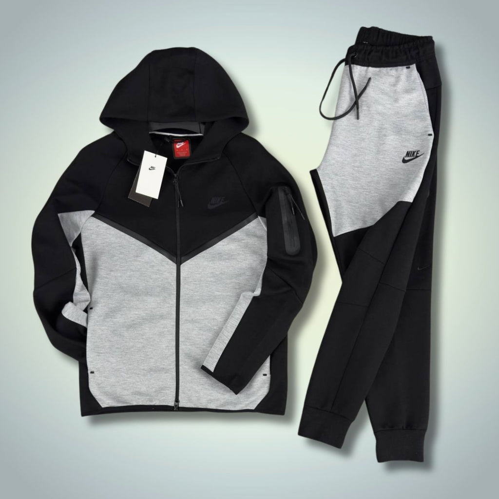 Trening Nike Tech Fleece pentru bărbați, negru - gri clasic. Model 2024. Calitate premium