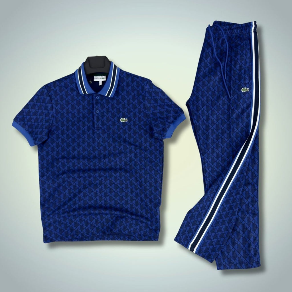 Set de vară bărbați Lacoste, polo Jacquard, albastru închis. Calitate premium