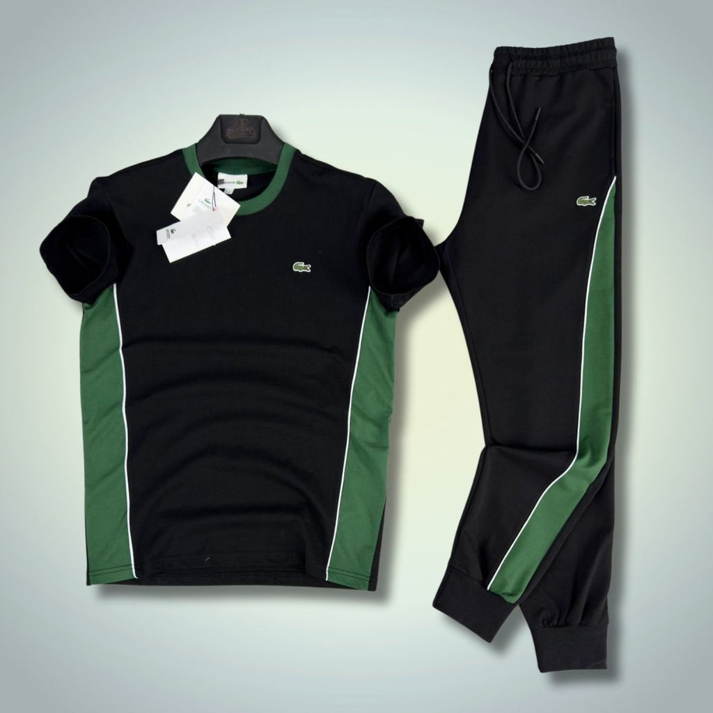 Set de vară bărbați Lacoste, negru - verde. Calitate premium