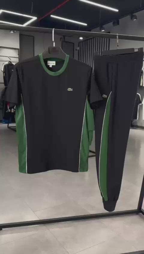 Set de vară bărbați Lacoste, negru - verde. Calitate premium