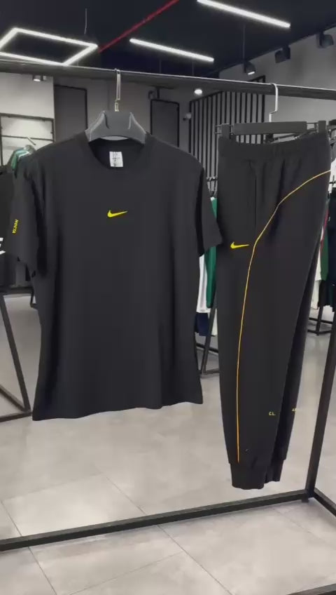 Set de vară bărbați Nike Nocta, alb - negru. Calitate premium