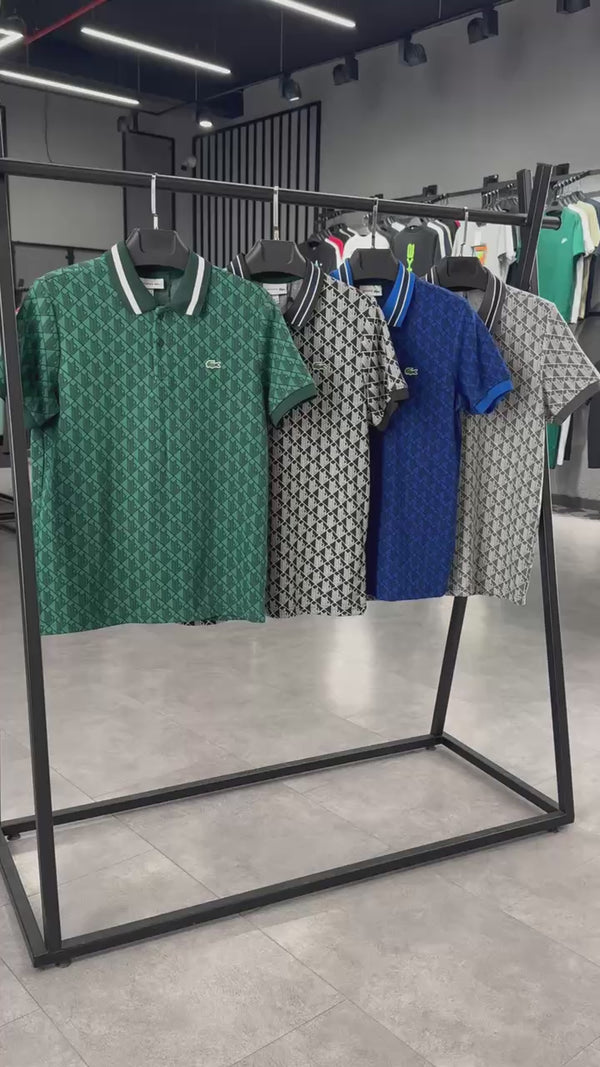 Set de vară bărbați Lacoste, polo Jacquard, albastru închis. Calitate premium