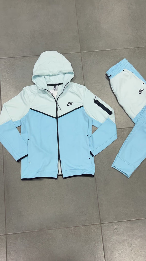 Trening Nike Tech Fleece pentru bărbați, alb și albastru deschis. Calitate premium