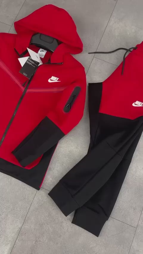 Trening Nike Tech Fleece pentru copii, roșu-negru. Calitate premium